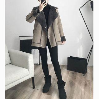 Faux Fur Trim Double-breasted Jacket