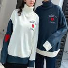 Couple Matching Turtleneck Heart Embroidered Sweater