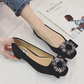 Embellished Buckle Square Toe Pumps