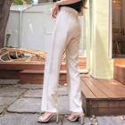 Straight-cut Sleek Dress Pants With Sash