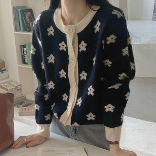 Flower Round-neck Cardigan