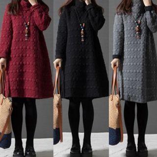 Long-sleeve Stand Collar Mini Dress