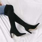 Pin-heel Over-the-knee Knit Boots