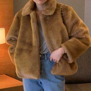 Faux Fur Jacket Coffee - One Size