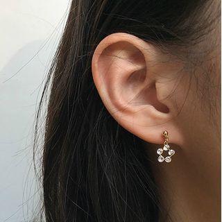 Rhinestone Flower Dangle Earring 1 Pair - Flower - One Size