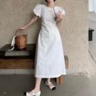 Puff-sleeve Open-back Lace-up Dress