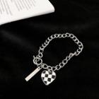 Heart Check Pendant Stainless Steel Bracelet