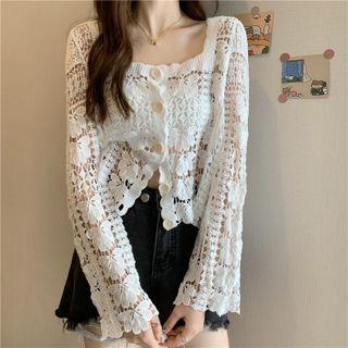Cut-out Long-sleeve Cardigan