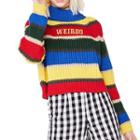 Turtleneck Striped Lettering Sweater As Shown In Figure - One Size