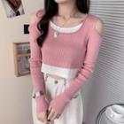 Cold-shoulder Mock-two-piece Top