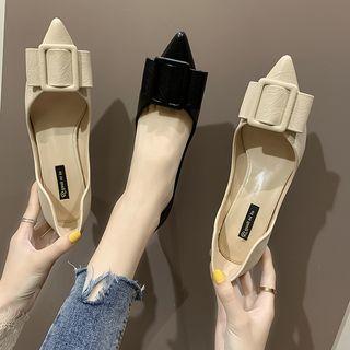 Buckled Pointed-toe Kitten-heel Dorsay Pumps
