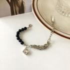 Bead Chain Bracelet Black & Silver - One Size