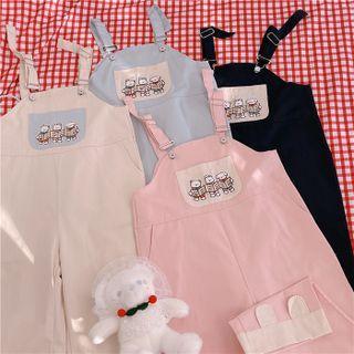 Cartoon Embroidered Straight Leg Jumper Pants