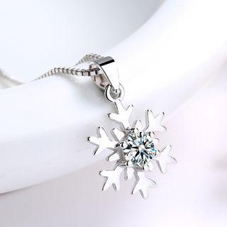 925 Silver Rhinestone Snowflake Pendant Pendant - One Size
