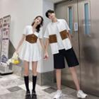 Couple Matching Two-tone Mini A-line Dress / Shirt / Shorts / Set