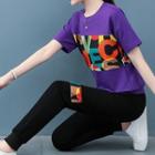 Short-sleeve Lettering T-shirt / Sweatpants / Sweatshorts / Set
