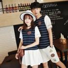 Couple Matching Short-sleeve Mock Two Piece Dress / Short-sleeve T-shirt / Shorts