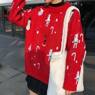 Christmas Patterned Sweater Red - One Size