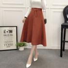 Plain Slim-fit High-waist Midi-skirt