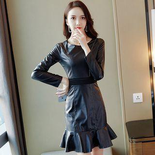 Faux Leather Mermaid Sheath Dress