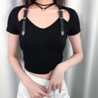Cut-out Short-sleeve Cropped Top