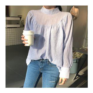 Mandarin-collar Buttoned-back Blouse