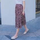 Floral Print Chiffon Midi Skirt Floral - Red - One Size
