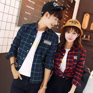 Couple Matching Plaid Long-sleeve Blouse