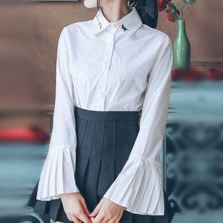 Accordion Long-sleeve Blouse