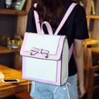 Color Block Faux-leather Square Backpack