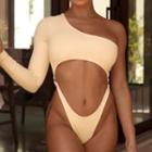 Long-sleeve One-shoulder Cutout Swimsuit