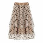 Dotted Midi Layered Mesh-overlay A-line Skirt