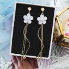 Glaze Flower Alloy Fringed Earring 1 Pair - Earrings - White & Gold - One Size