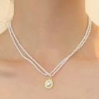 Layered Faux Pearl Pendant Necklace 1 Pc - Layered Faux Pearl Pendant Necklace - Gold - One Size