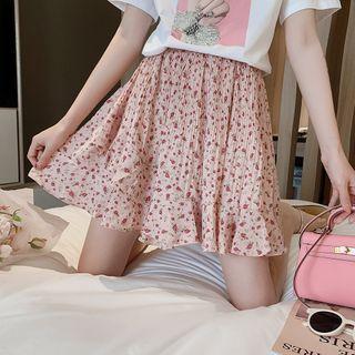 Floral Print Mini A-line Skirt Pink - One Size