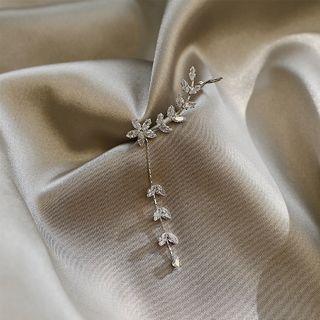 Rhinestone Leaf Ear Cuff 1 Pc - Ear Cuff - One Size