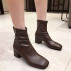 Block-heel Square-toe Ankle Boots