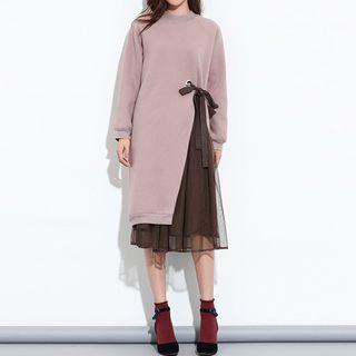 Long-sleeve Pullover Slit Dress