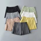 Mid Rise Plain A-line Pleated Mini Skirt