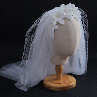 Flower Mesh Wedding Veil 60-80cm - Milky White - One Size