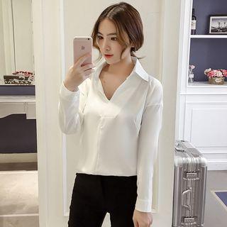 V-neck Lace Panel Shirt