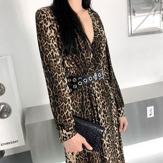 Wrap-front Leopard Maxi Dress