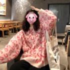 Leopard Fleece Thick Sweater Pink - One Size