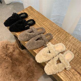 Furry Buckled Mules