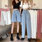 High-waist Straight-cut Jeans / Shorts