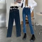 High-waist Washed Shift Jeans
