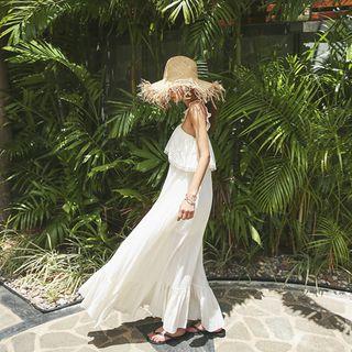 Halter Ruffle-trim Maxi Sundress