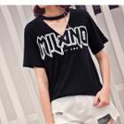 Chained Tie-neck Short-sleeve T-shirt