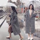 Houndstooth Button-up Long Coat