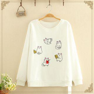 Round-neck Cat Printed Top